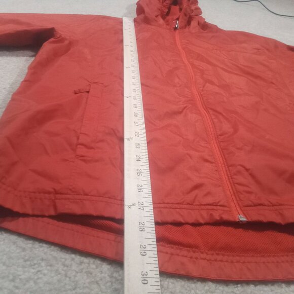 L.L. Bean Orange Rain Jacket Men Large Mesh Lined Nylon Full Zip Hooded 284386 - Picture 8 of 11